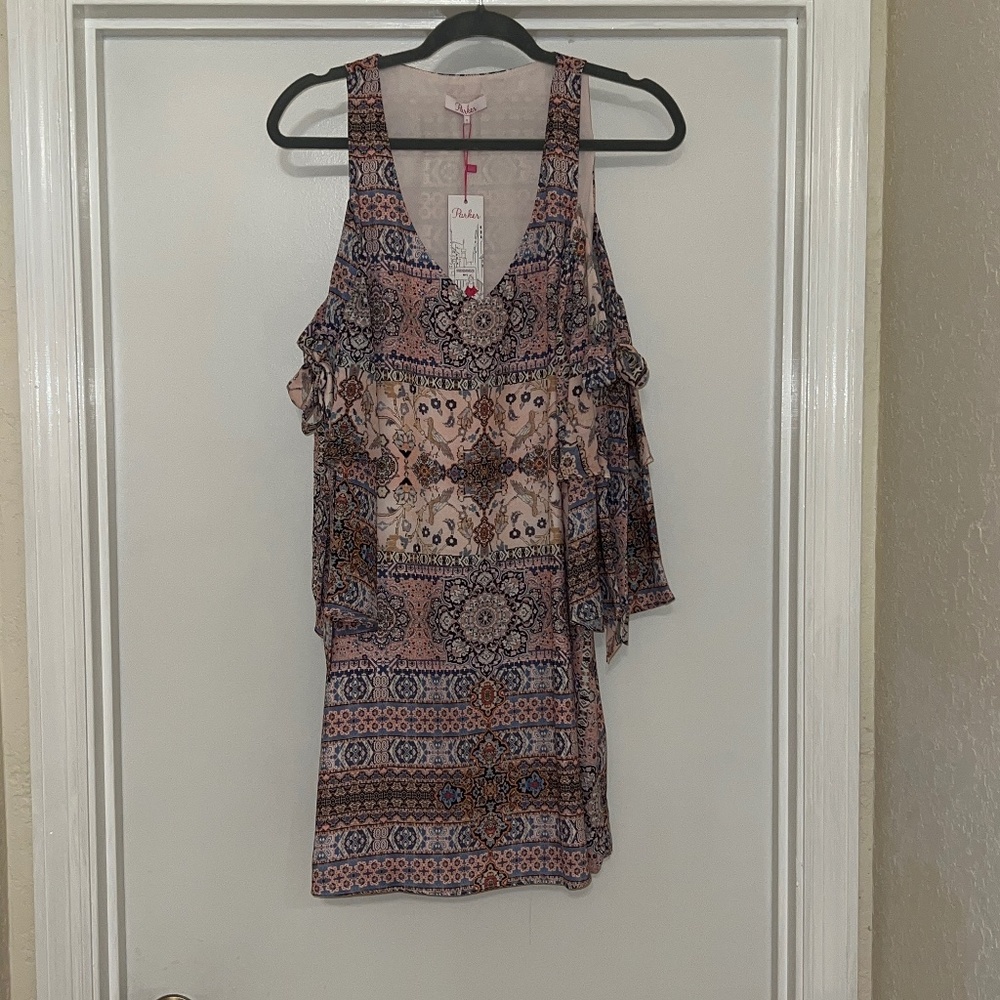 Parker NYC Spring Dress with “Cold Shoulder” Ties